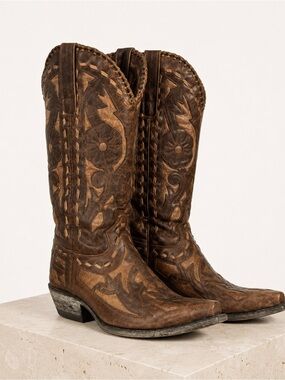 Lane Boots Leather Western Appliqué Heeled Boots